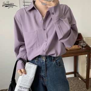 Autumn Fashion Vintage Silk Shirts Long Sleeve Solid Women's Blouse Office Lady Elegant Cardigan Plus Size Feminine Blusas 11427 210521