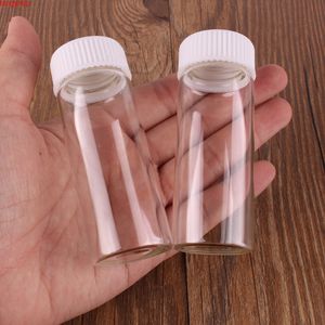 24 pcs 30 * 80mm 40ml frascos de especiaria de perfume de vidro transparente com tampa de parafuso de plástico branco pequenos frascos frascos DIY Craftgoods