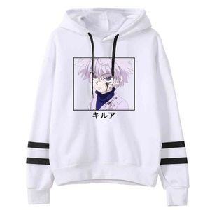 Kawaii caçador x caçador hoodies homens mulheres manga comprida moletom killua preto hoodie tops roupas y211122