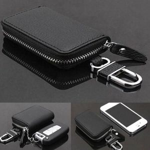 Storage Bags Car Auto Truck Leather Zipper Key Case Cover Holder Bag For Universal Black