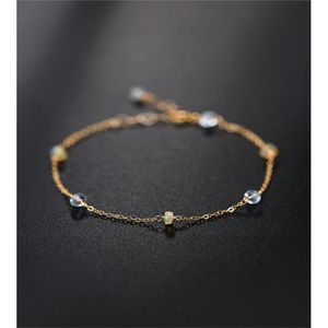 Daimi Starry Faceted Aquamarine Gemstones Kvinna Gul K Guldinsprutning Opal Armband Present