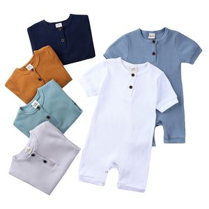 Summer Jumpsuits Ribbed Rompers Newborn Clothing Infant Baby Girl Boy Outfit Cotton Romper Jumpsuit Kids Casual Blank Clothes One-piece Outfits