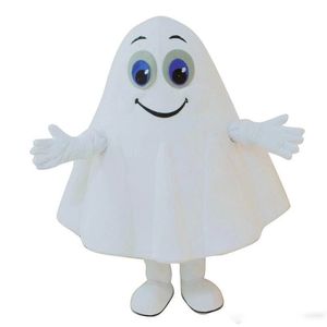 Ghost Kostüme großhandel-Hohe Qualität Weiß Ghost Maskottchen Kostüme Halloween Phantasie Party Kleid Cartoon Charakter Karneval Weihnachten Ostern Werbung Geburtstag Party Kostüm Outfit