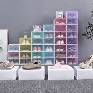 Plastic Shoes Boxes Set Multicolor Foldable Shoe Storage Clear Home ShoesRack Organizer Stack Display Box Free DHL HH9-3690