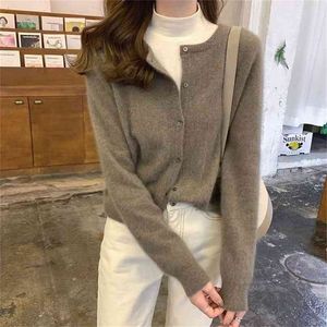 Elegant Autumn Winter High Quality Knitted Cardigans Women Sweet Pull Korean Vintage Retro Chic Loose All-Match Sweaters 210514