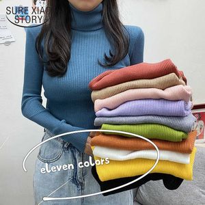 Turtleneck Women Sweater Solid Knitwear Women Autumn and Winter Long Sleeve Office Lady Sweaters Slim Bottoming Pullover 10626 210527
