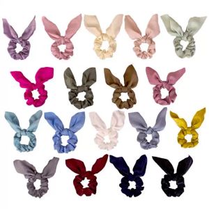 Hair Scrunchies Bunny Ears Hairbands Velvet Hair Tie Solid Ponytail Holder Women Girls Fashion Accessories 18 Colors Optional BT6667