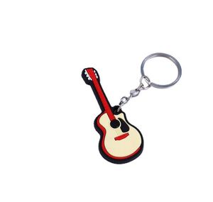 2021 mode Klassische Gitarre Keychain Silikon Schlüssel Ring Musical Instruments Anhänger Zubehör Für Mann Frauen Geschenk