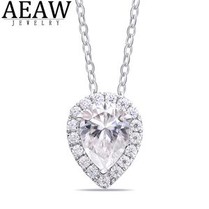 1.0 5x7mm Pear Cut DF Color VVS1 Moissanite Necklace Classic Style Solid 18k WEhite Gold Fine Pendant Neckllace for Lady