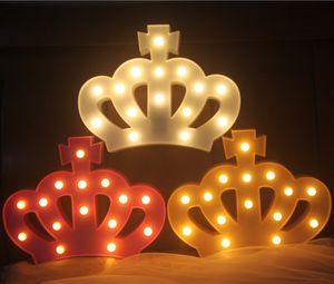 LED Light Night Novelty Plastic Crown Marquee Sign Kids Bedroom Desk Lamp Children Christmas Gifts Party Wedding Decor Lighting