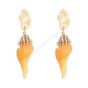 Vintage Böhmischen Ozean Shell Tropfen Ohrringe Ethnische Sparkly Rhinestine Baumeln Ohrringe Weibliche Party Ohr Schmuck Brincos