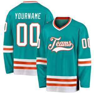 Niestandardowy Aqua White-Orange Hockey Jersey