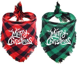 Dogs Bandana Dog Apparel Christmas Classic Buffalo Plaid Pattern with Tassels Edges Pets Scarf Triangle Bibs Kerchief Costume Suitable for Small Medium Large Doggy