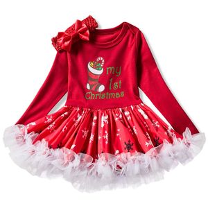 Christmas Supplies Dress children's skirt Fashon snowman pattern print explosion dress skirt headwear two-piece suit 1359 B3