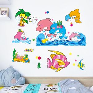Adesivos de parede Oceano World Children's Room Layout Banheiro Porta deslizante Cerâmica Telha decoração auto-adesiva