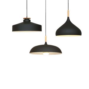 Plafoniere a sospensione nordiche bianche a testa singola Legno alluminio E27 Lampade a sospensione italiane, illuminazione decorativa per la sala da pranzo della casa