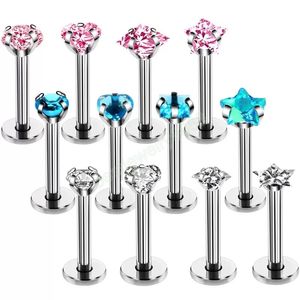 316L Surgical Steel Zircon Screw Earring Tragus Cartliage Piercings Labret Piercing Body Jewelry