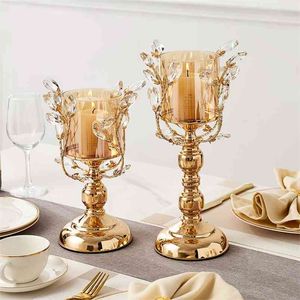 K9 Crystal Candle Lantern Gold Candle Holders Centerspectes Center Centrum Dining Stół Świeczniki Strony Home Party Decor 210722