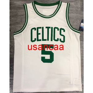 All embroidery 2 styles 5# GARNETT white and green basketball jersey Customize men's women youth add any number name XS-5XL 6XL Vest