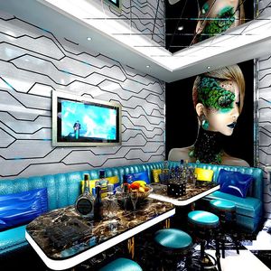 Duvar Kağıtları Düz ​​Şerit Modern Moda Duvar Kağıdı 3D Gümüş Siyah Minimalist Kavisli Duvar Kağıdı Oturma Odası TV Arkaplan Için Rulo