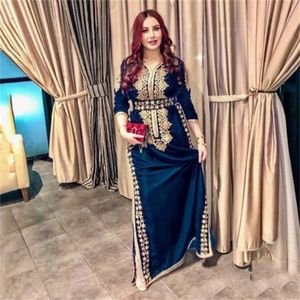 Marockan Caftan Evening Dresses 2021 Appliced ​​Lace Arabic Muslim Special Endan Dress Prom Party Gowns232V