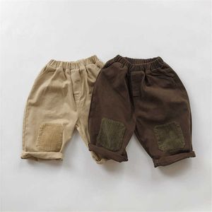 Pantaloni dritti patchwork per ragazzi e ragazze in cotone stile coreano, moda per bambini, pantaloni casual larghi, primavera autunno 210615