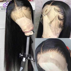 30inch Closure Wig Straight Real Swiss Transparent Lace Front Human Wigs Baby Hair for Black Women Highlights seamless