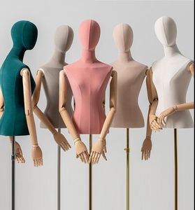 Puntelli modello negozio di moda Mobili commerciali vetrina espositore mezzo corpo Costume coreano Bambola finta testa di clavicola palcoscenico femminile