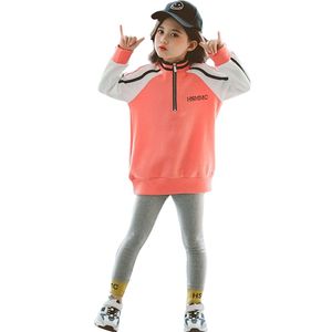 Abbigliamento sportivo per bambini Felpa + Leggings Abbigliamento per bambina Patchwork Girl Primavera Autunno Tuta 210527