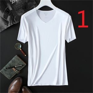 T-shirt da uomo a maniche corte in seta ghiaccio tendenza coreana Slim mezza manica a righe estive 210420