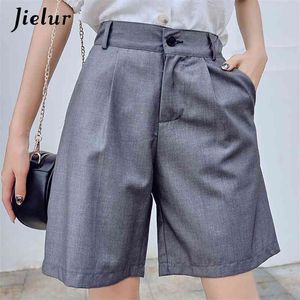 Jielur kvinnor sommar shorts kvinnlig hajuku hög midja kort byxor rak cool vintage svart m-5xl 210719