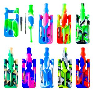 Silicone Nectar Collector kits with 14mm joint Ti Nail Smoking Pipe Straw oil rigs glass bongs water Pipe smoke accessories dab rig