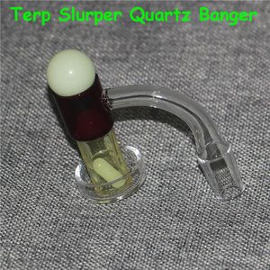 Banger al quarzo Terp Slurper con bordo smussato Accessori per fumatori Banger completamente saldati senza soluzione di continuità Giunto da 14 mm con pillola di vetro marmo rubino perla