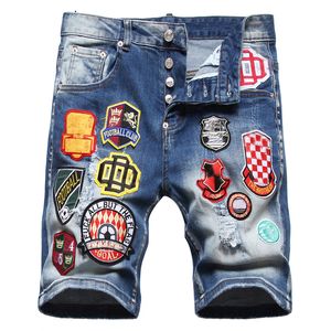 Män målade denim shorts jeans sommarficka Stor storlek Casual Distressed Holes Slim Fit Mäns Kort Byxor Byxor DY1121