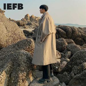 IEFB الكورية الصوف معطف الرجال منتصف طويل أزياء وسيم الرأس معطف الخريف والشتاء سميكة سترة واقية الصوف سترة 9Y8440 211122