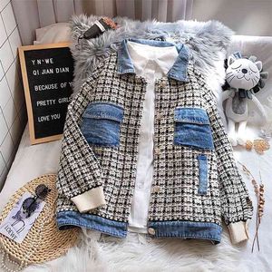 Women Winter Cardigans Elegant Sweater Knit Ponchoes Jeans Patchwork Casual Long Coat oversized sweter mujer 210430