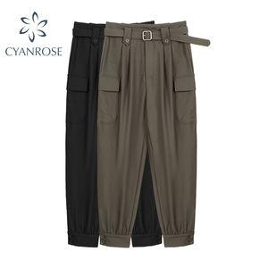 Women High Waist Cargo Pants Autumn Casual Fashion Streetwear Long Female Loose Pocket Harem Trouser For 210515