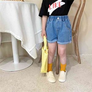 Girls summer fashion Cuffed denim shorts 1-7 years girl 2 colors all-match short jeans 210723