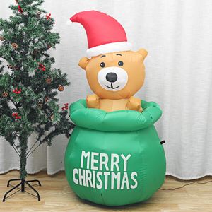 1.5m LED Inflatable Christmas Bear Inflatable Toys House Garden Giant Paddock Party Christmas Outdoors Home Ornaments - US Plug