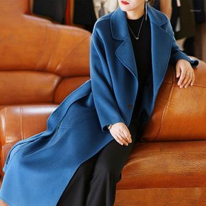 Water Ripple Double-sided Wool Coat Women's Middle And Long 2021 Loose Fashion Woolen Cloth & Blends