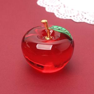 Party Decoration Apple Ornaments Colored Glaze Glass Home Crystal Quartz Red Green Yellow Lucency Gift Souvenir