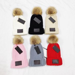 Marke Pelz Pom Poms Kind hut Winter Hüte Für Frauen Mädchen Caps Gestrickte Mützen Kappe Baby Skullies Beanie 1-12 jahre Alt