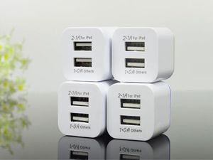 Dual-USB-Anschlüsse 2.1A + 1A EU US AC Home Reise-Wand-Ladegerät-Netzteil-Stecker für Samsung Galaxy Note 8 10 S8 S10 HTC Android Phone