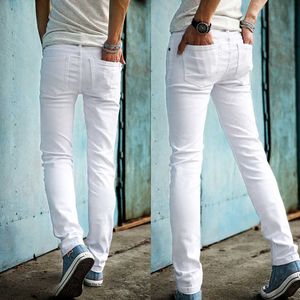 Di alta Qualità 2020 di Modo Sottile Maschio Bianco Jeans Pantaloni da Uomo Mens Casual Pantaloni Scarni Della Matita Dei Ragazzi Hip Hop Pantalon Homme X0621