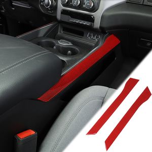 Red Carbon Fiber Central Gear Armrest Box Side Panel Decoration Accessories For Dodge RAM 18-20