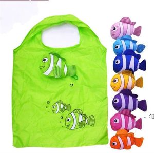 Cute Cartoon fish Shopping Bag Travel Reusable Foldable Handbag Grocery Tote Storage Home Storage Bags by sea RRB12331