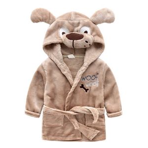 Cartoon Children's bathrobe Baby Robe Pajamas Soft Flannel Lovely Hooded bathrobe Boy Girls Robes Kids Clothes 2-6Y 210901