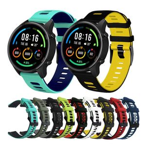 20 / 22mm Snaps Çift Renk Maç Samsung Galaxy Izle için Silikon Bant Samsung Galaxy İzle Aktif 2 Huawei GT2 Watch Band Garmin