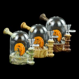 Waterwheel water pipe smoke pipes exquisite silicone-coated glass bong bubblers with printing three colors optional for tabacco smoking