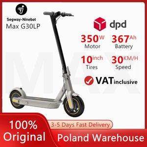 Европейский сток Оригинальный электрический самокат Ninebot от Segway MAX G30LP 10-дюймовый складной скейтборд 30 км / ч Smart KickScooter с APP с учетом НДС